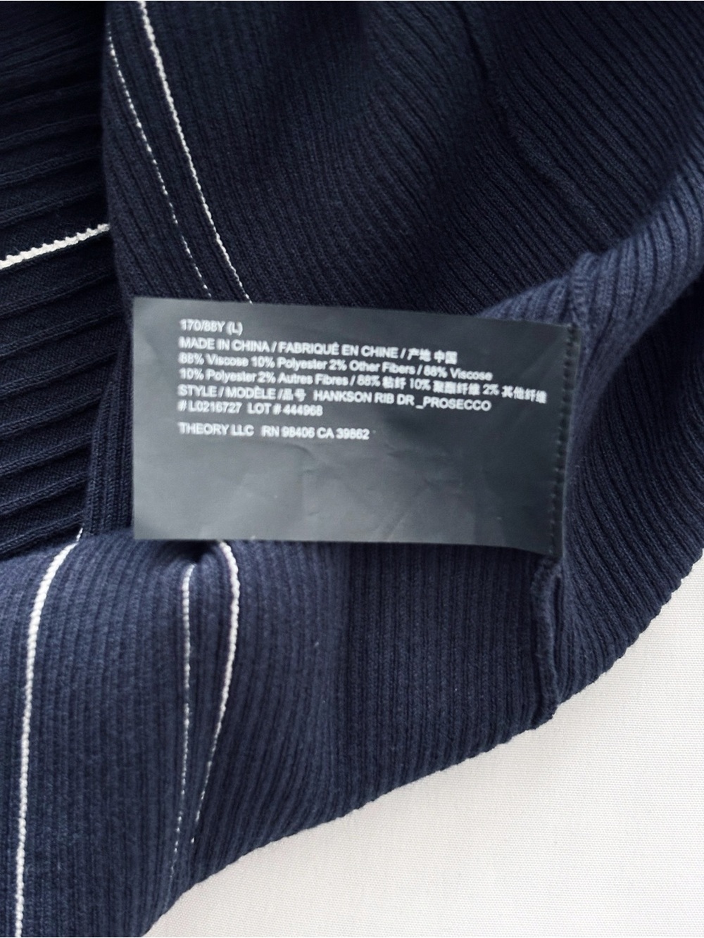 Theory Navy Blue Striped Hankson Ribbed Bodycon Dress Large - Picture 8 of 8
